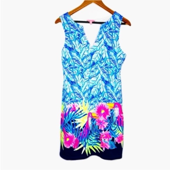 Lilly Pulitzer Harper Bennet Blue Let’s Mango French Terry Dress Size Medium - Picture 1 of 4
